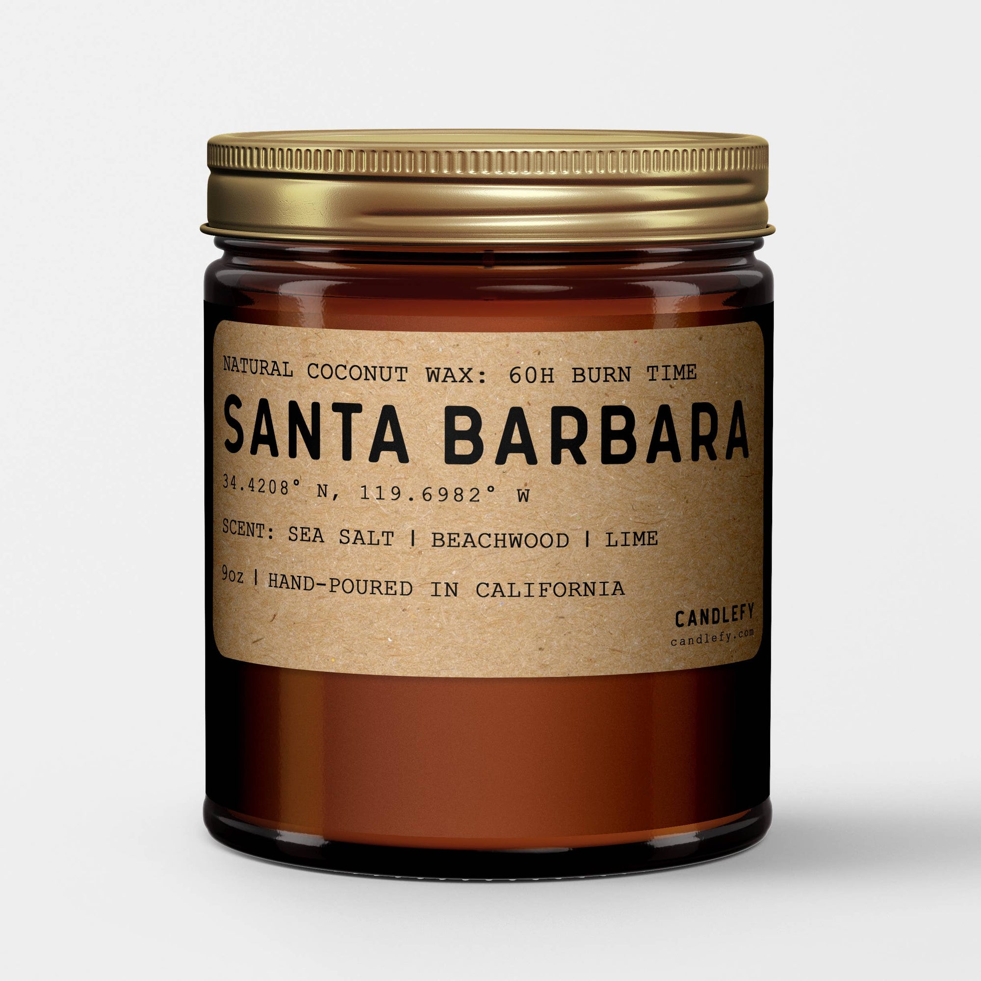 Santa Barbara, California Scented Candle in Amber Jar: 8oz