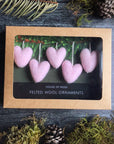 Felted Wool Mini Heart Ornament - Set of 5: Mountainbell Red