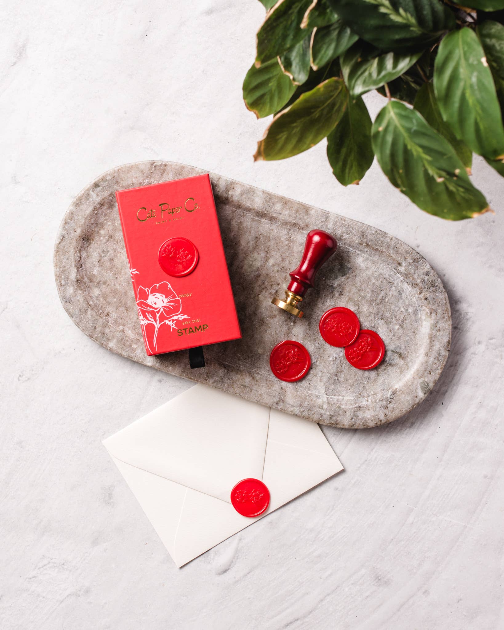 Wax seal stamp and wax stick set: Poppy