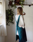 Cross Back Apron: Peacock Blue