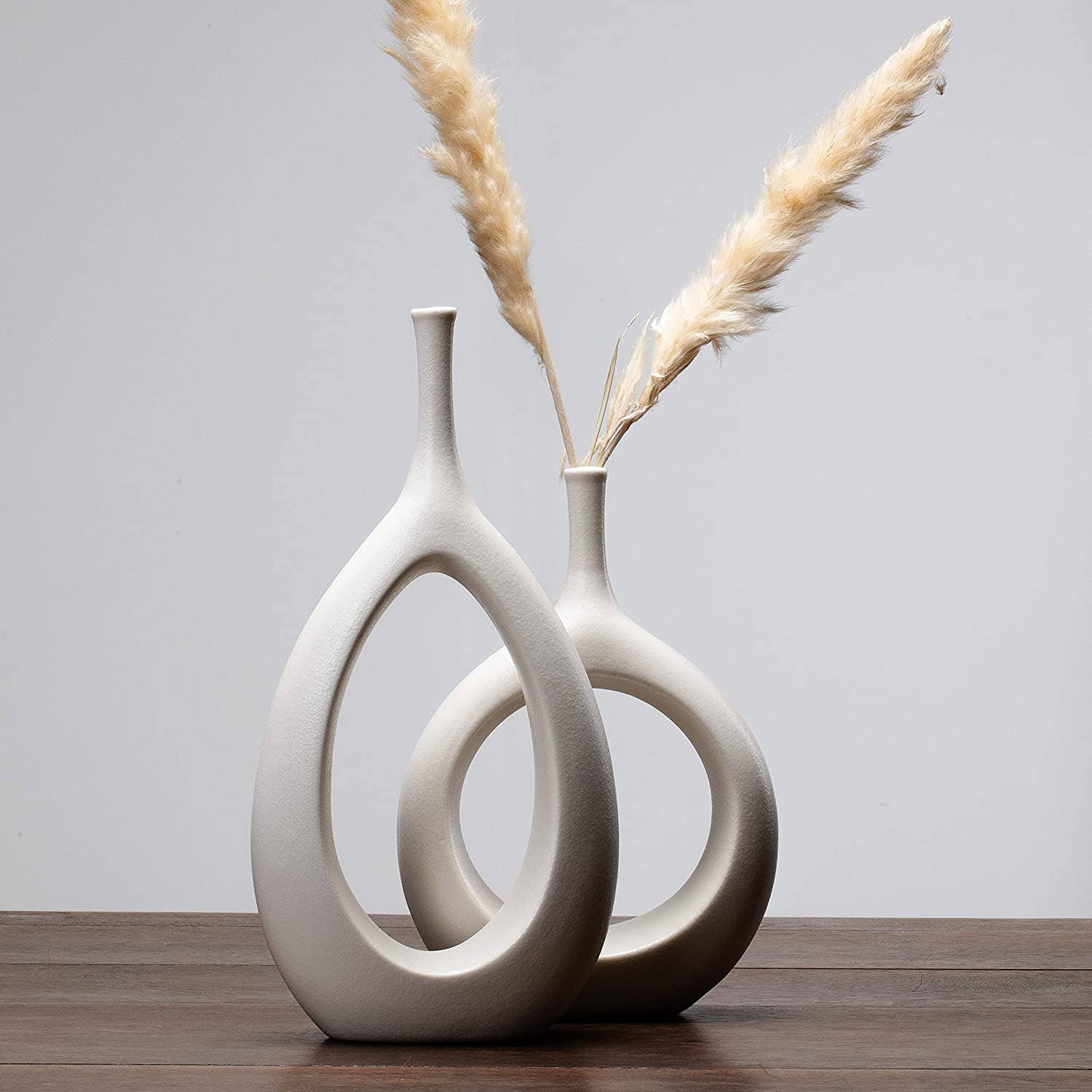 Ceramic Vase 2 Pack, White Modern Bud Vase, Sculpture Decor