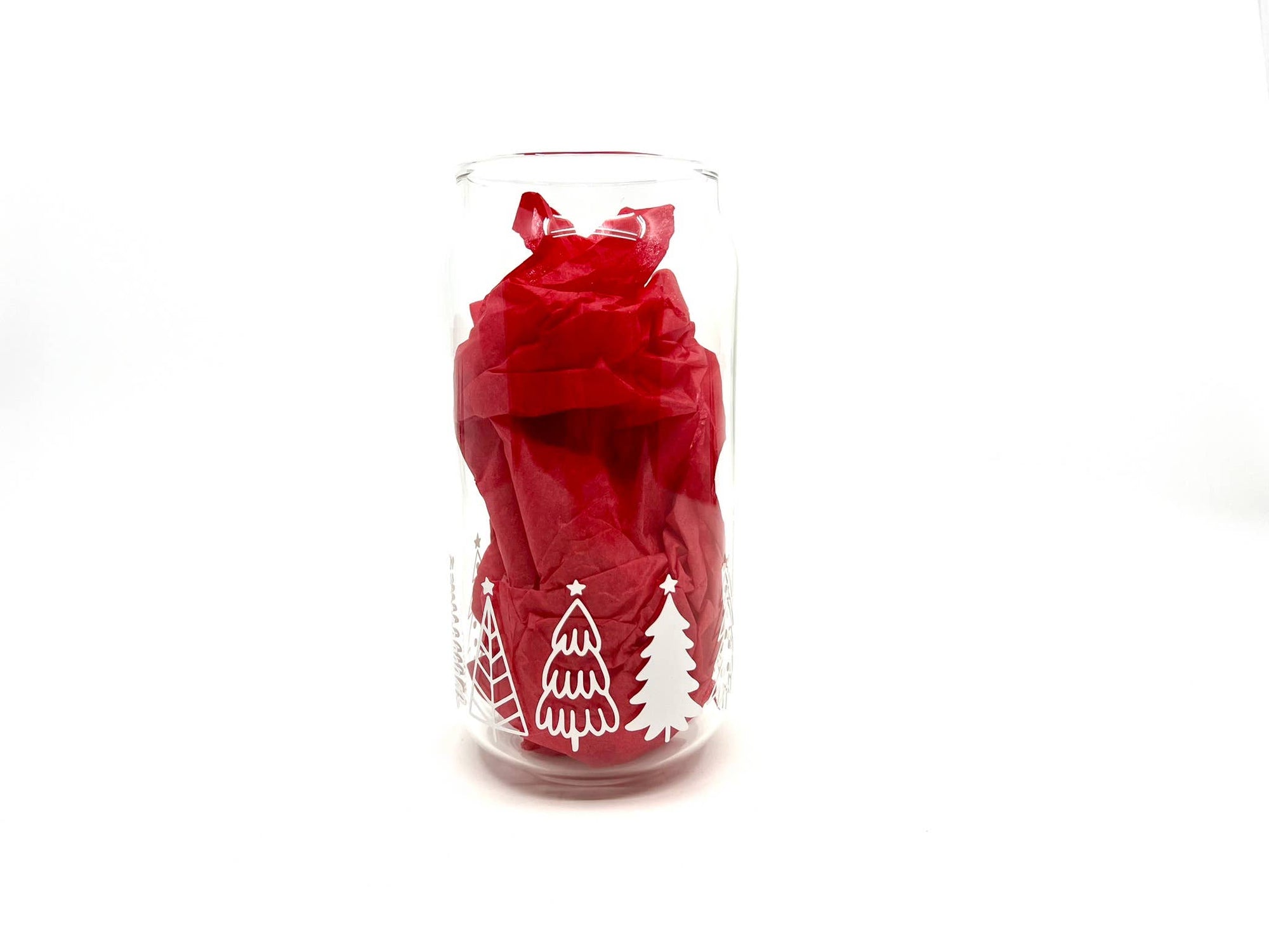 Christmas Tree Ice Coffee Glass: With Lid and Straw