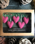 Felted Wool Mini Heart Ornament - Set of 5: Sunrise Gradient