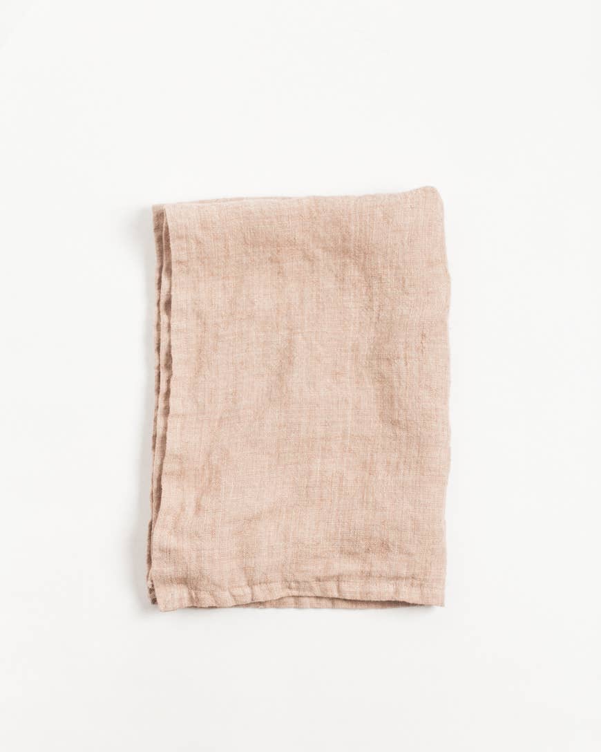 Stone Washed Linen Tea Towel | 18&quot; x 26&quot;: Blush