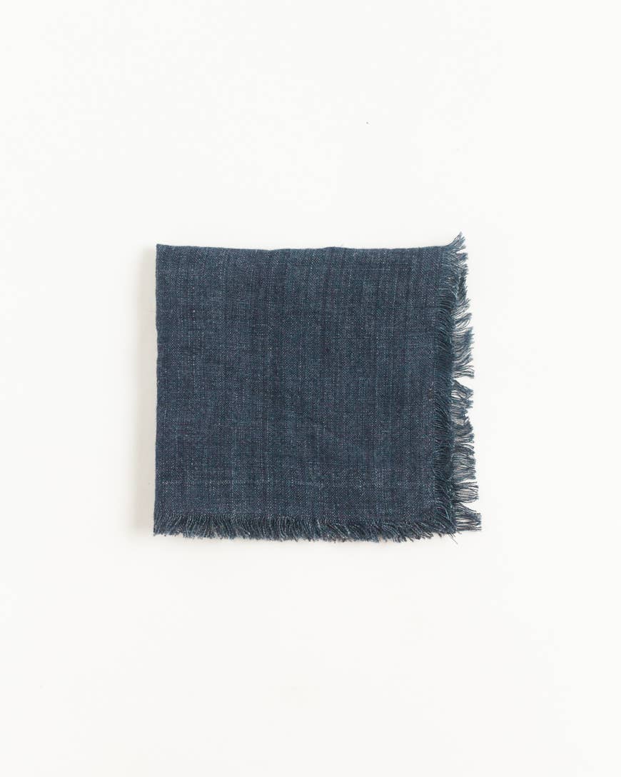 Stone Washed Linen Cocktail Napkins | 12&quot; x 12&quot;: Navy